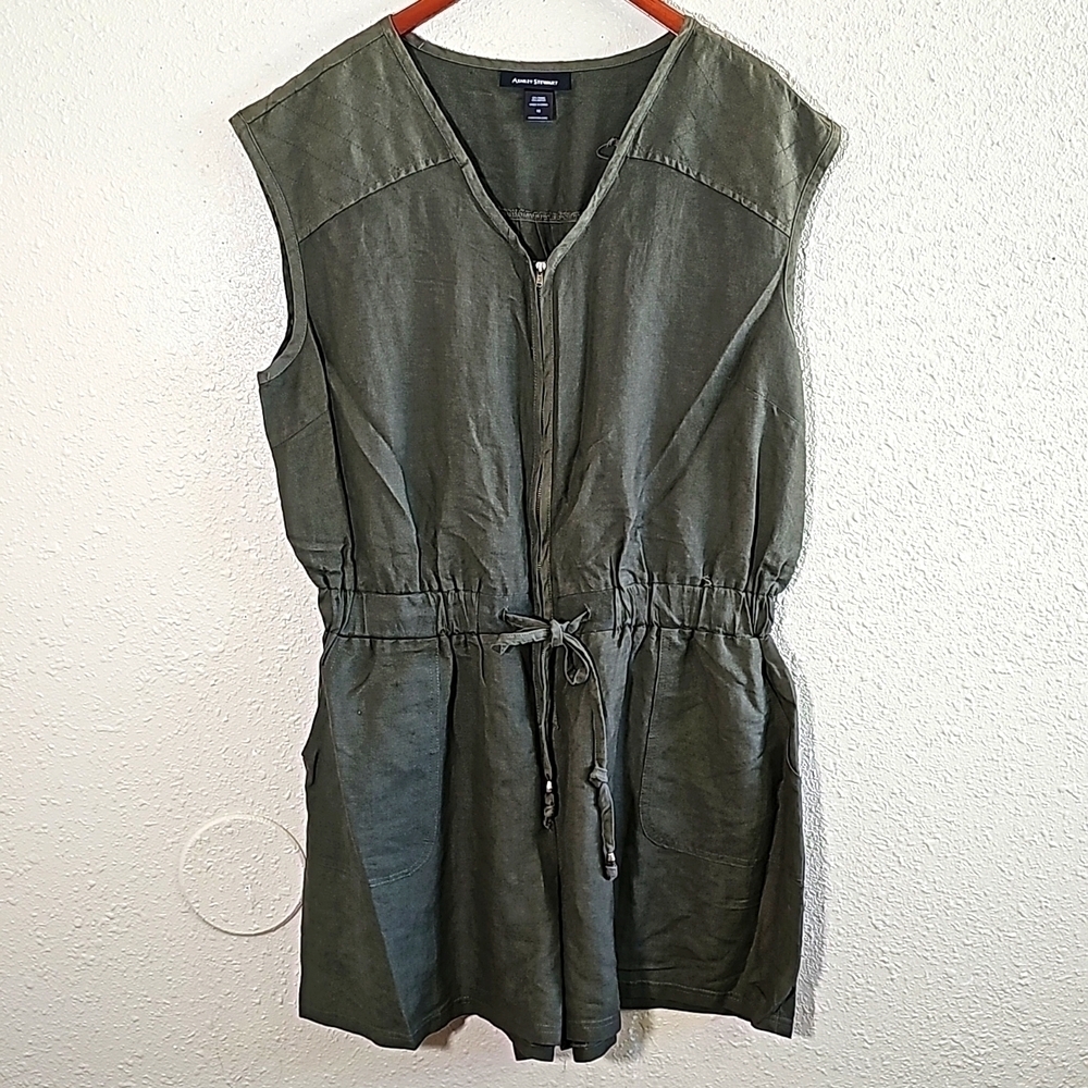 Ashley Stewart Knit Zip Front Sleevless Romper.
